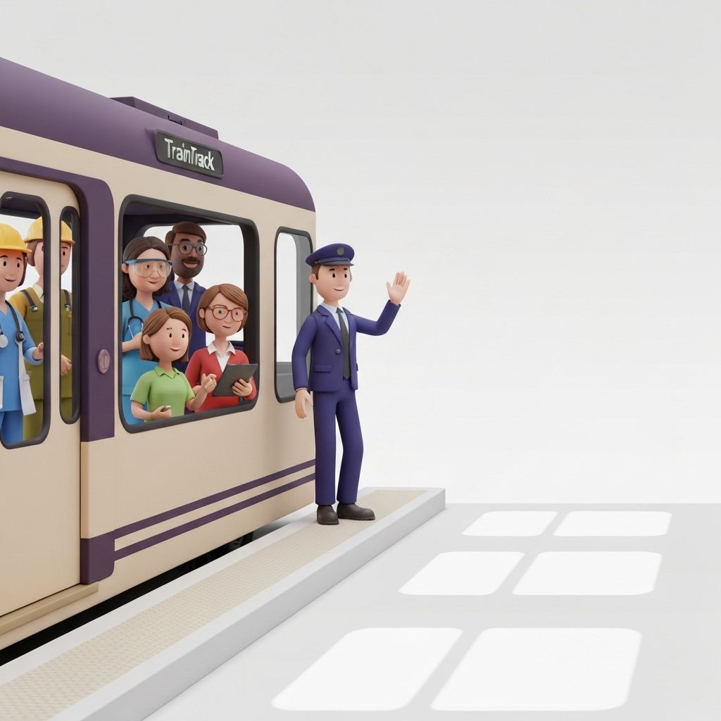 TrainTracc - Diverse professionals on a train representing certification tracking across industries